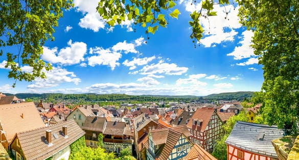 Photo of aerial view of city of Marburg an der Lahn, Germany.