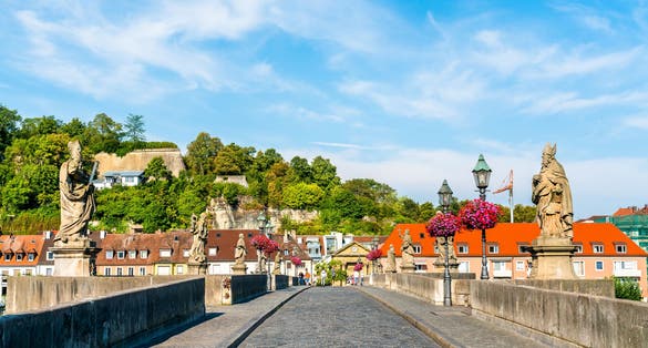 Photo of Alte Mainbrucke, the old bridge across the Main river in Wurzburg - Bavaria, Germany.