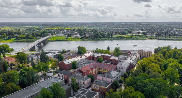 Photo of aerial view over the downtown Daugavpils city (Latvia).