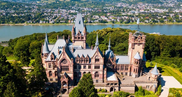 Schloss Drachenburg Castle is a palace in Konigswinter on the Rhine river near the city of Bonn in Germany