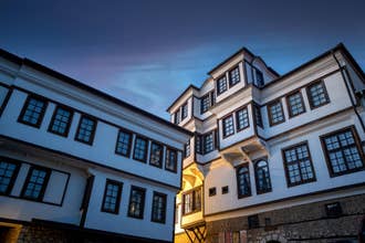 Traditional house architecture in Ohrid, North Macedonia, in January.jpg
