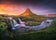 Kirkjufell Mountain on the Snaefellsnes Peninsula in Iceland at sunset.