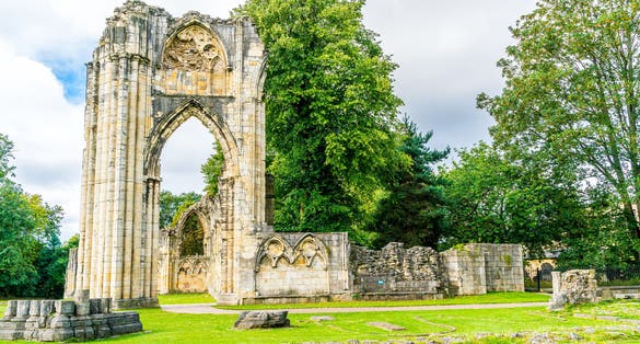 Photo of St. Mary's Abbey, museum garden in York city, England, UK.