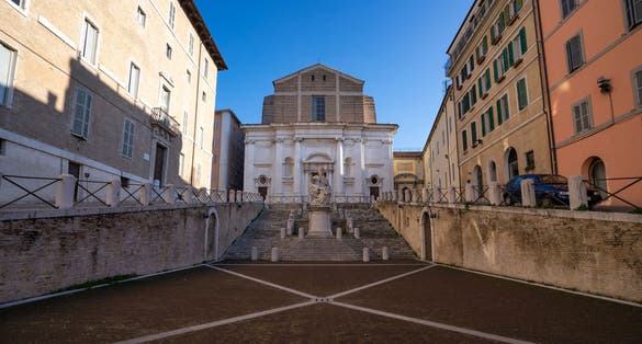 Plebiscito square (or Pope square) with San Domenico Church in Ancona. Marche Region, Italy.