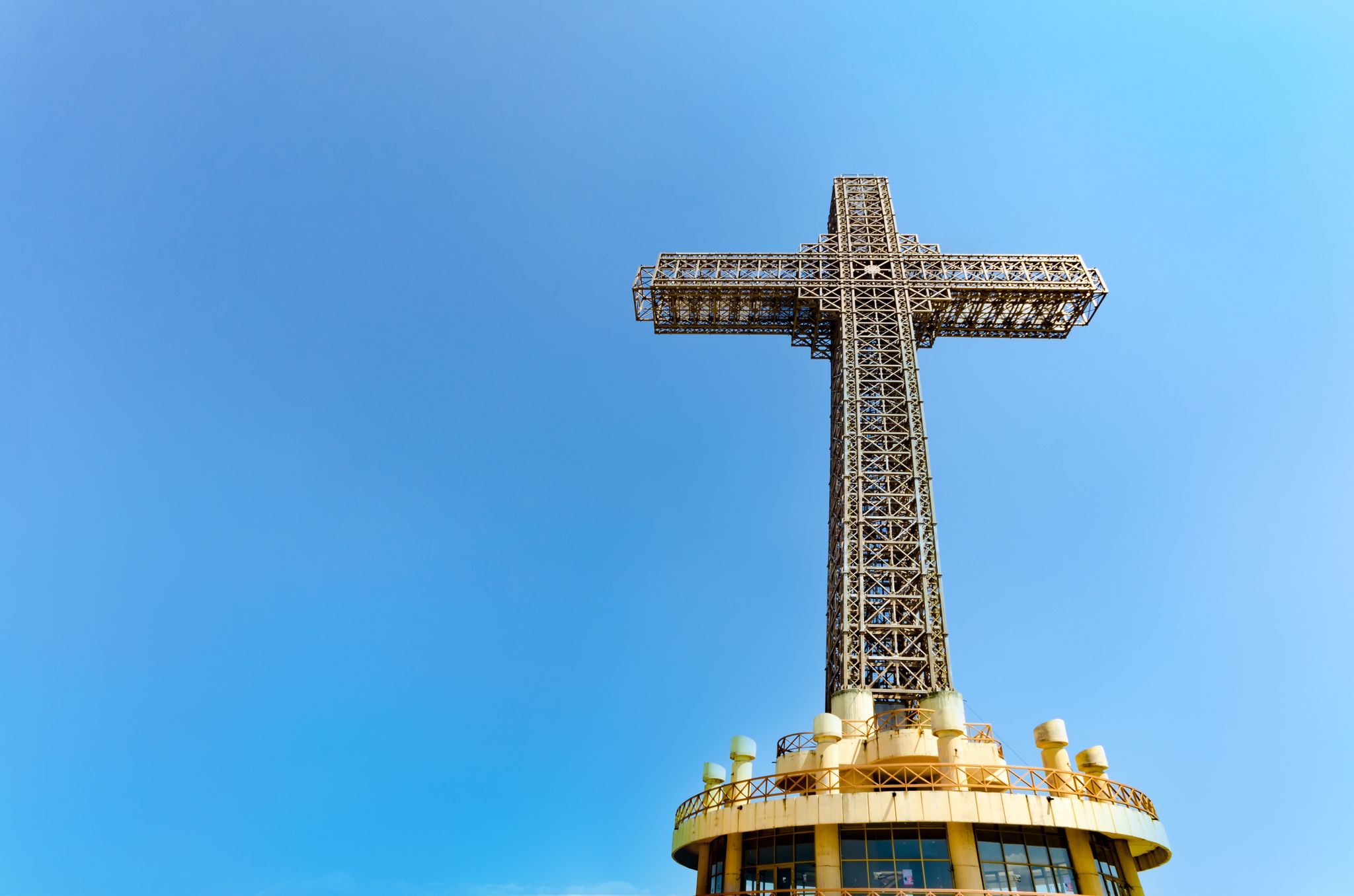 Photo of Millennium cross on a top of the Vodno mountain hill above Skopje, Macedonia.