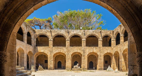 photo of Inner courtyard of the Archaeological Museum of Rhodes town, Greece, Europe.