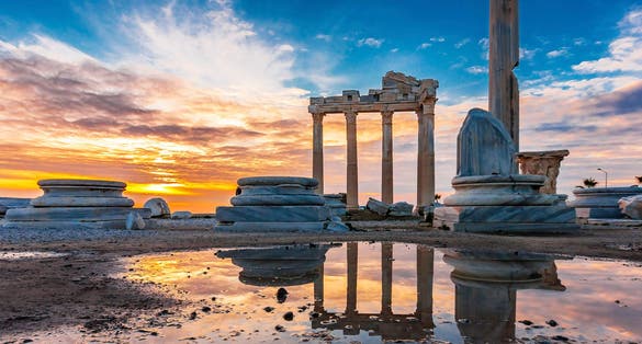 Photo of the temple of Apollo in side town of Antalya Province, Turkey.