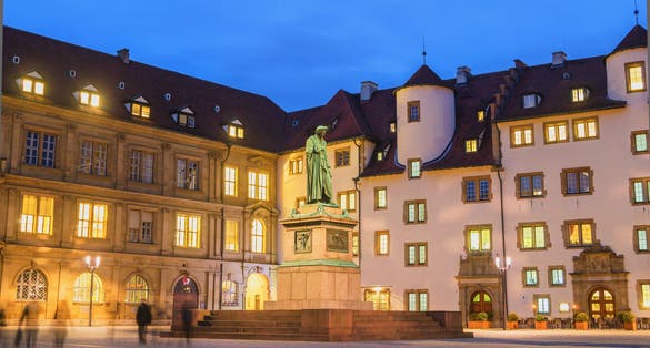 photo of view of Schillerplatz at Night - Stuttgart, Germany.