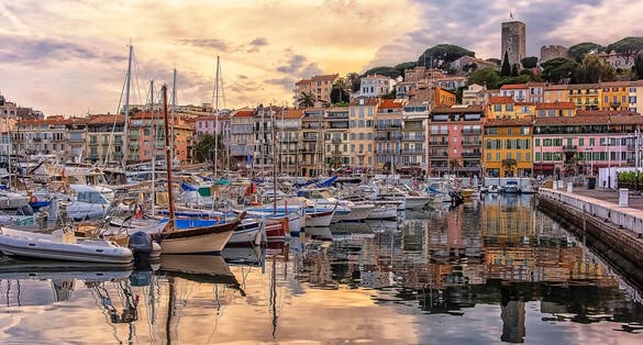 Cannes viewed from the old harbor.