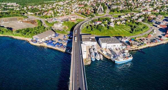 Bridge of city Tromso, Norway.