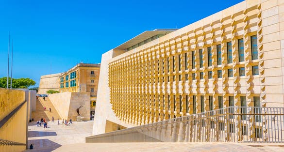 Photo of city gates of Valletta, Malta.