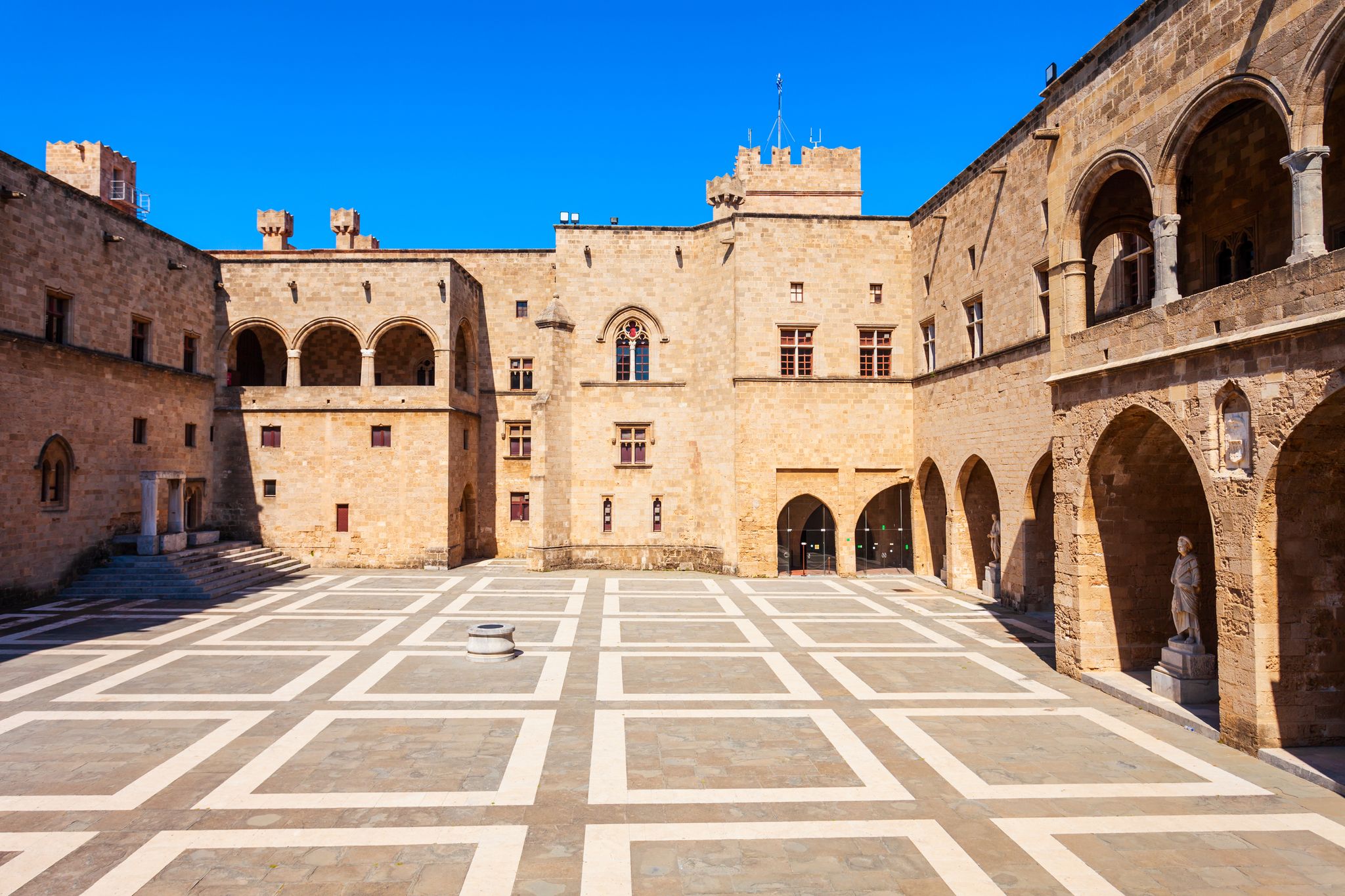 Photo of Palace of the Grand Master in the old town of Rhodes in Rhodes island in Greece.