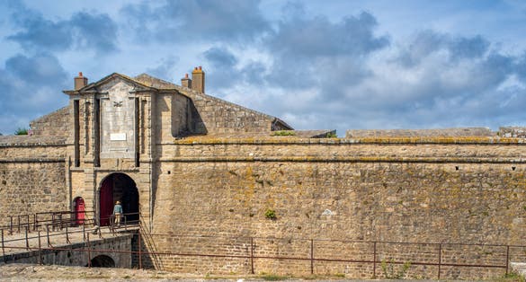 Photo of View of the historical Port Louis Citadelle with its ancient stone architecture in Lorient, Bretagne, France.