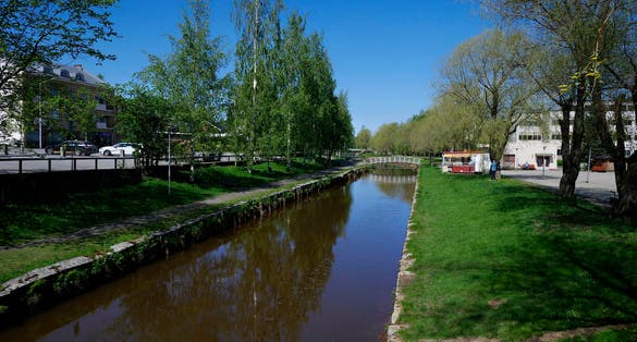 Sunti river in Kokkola city, Finland.