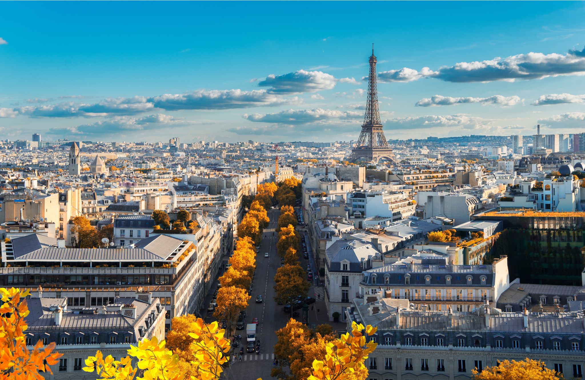 panoramic view of famous Eiffel Tower and Paris roofs at fall, Paris France.jpg