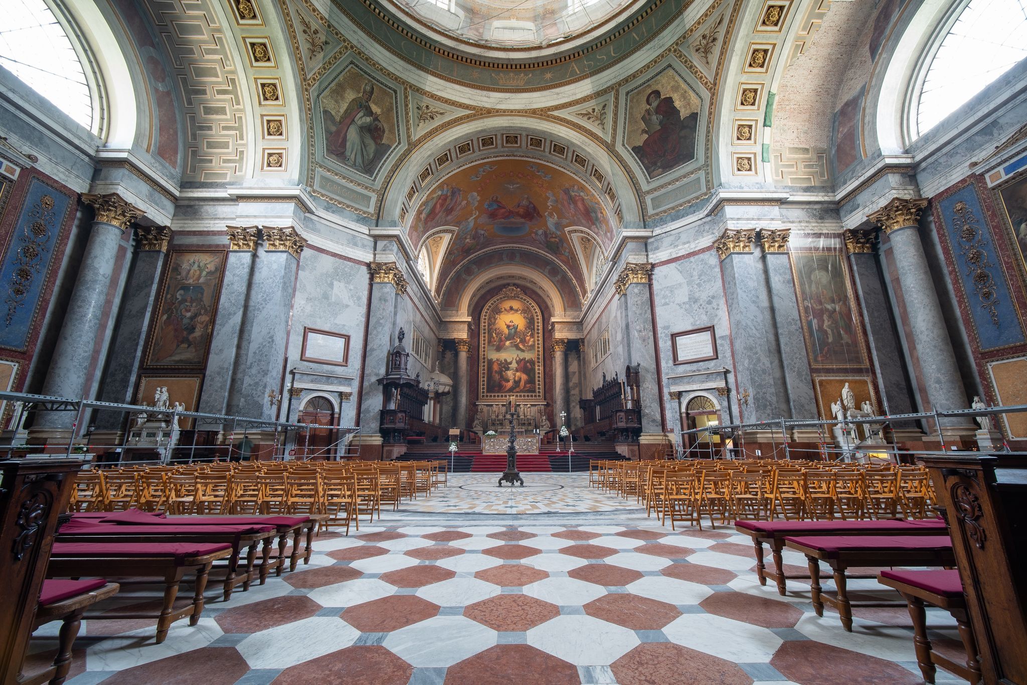 Photo of beautiful interior of Esztergom Basilica in Esztergom, Hungary.