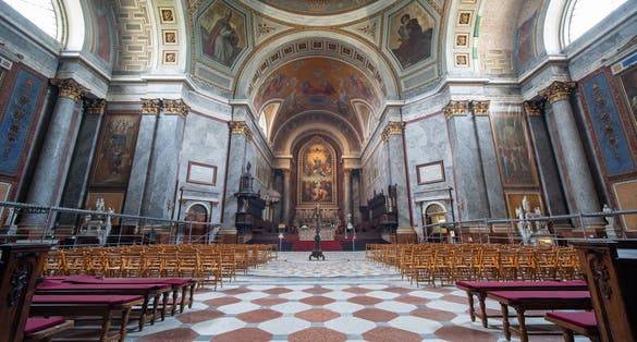 Photo of beautiful interior of Esztergom Basilica in Esztergom, Hungary.