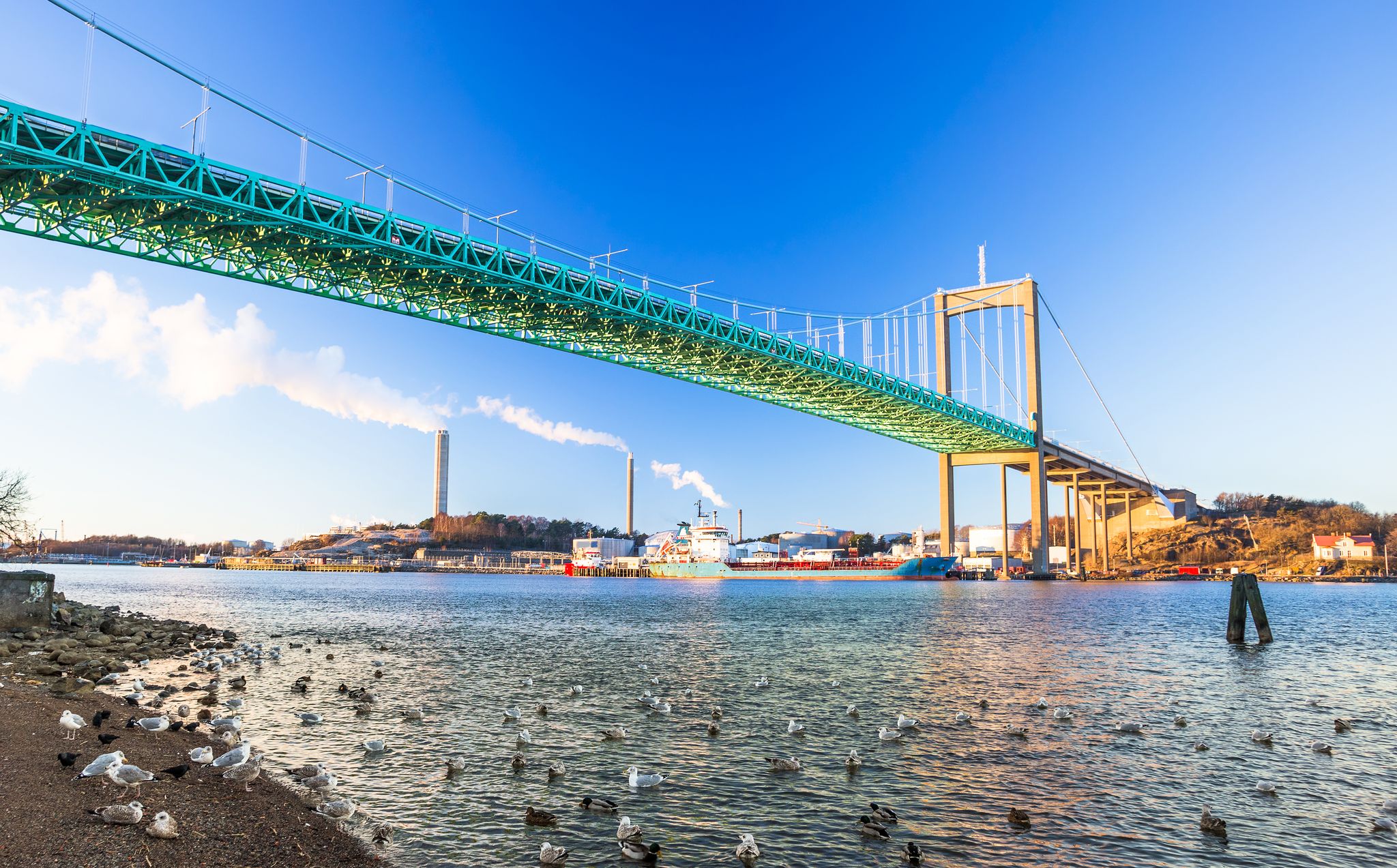 Beautiful aerial panoramic view of the Malmo city in Sweden.