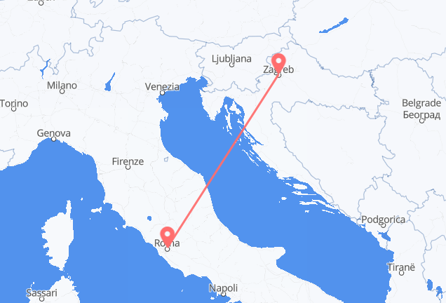 Zagreb to Rome