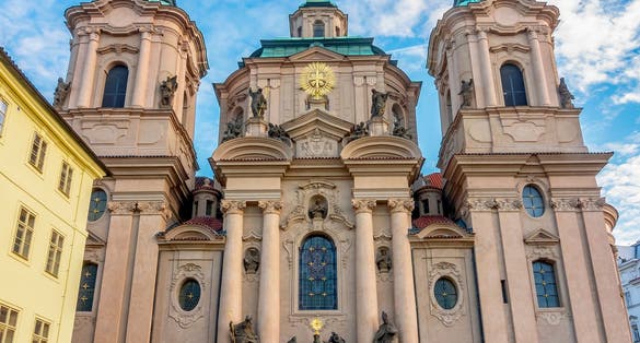 Photo of St. Nicholas church on Old Town square in Prague, Czech Republic.