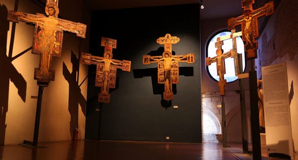 photo of view inside National Museum of San Matteo, Pisa, Italy.