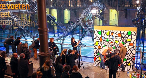 Photo of Live art performance by Belgian artist Ben Heine at Natural Science Museum during Museum Night Fever.