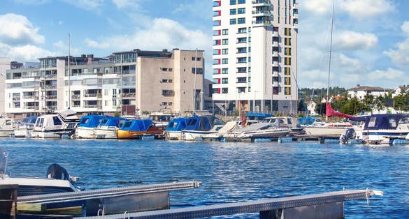 Boats and yachts in the quay in Sandefjord, Norway