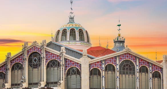 Photo of Central market (Mercat Central) building in Valencia, Spain.