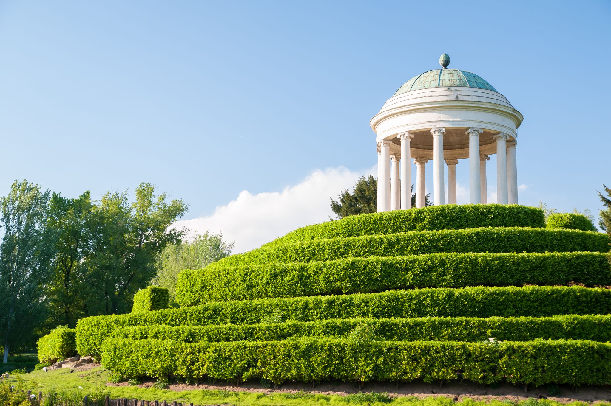 Photo of the small temple inside Querini park in Vicenza, Italy.