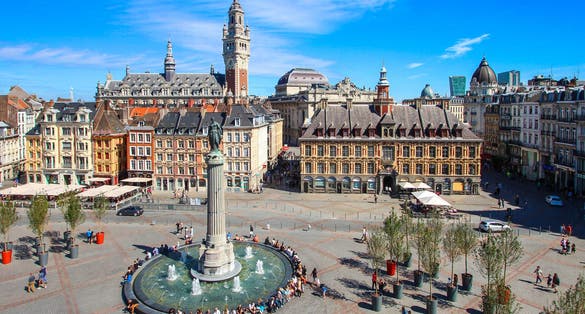 Photo of city of Lille (north of France) - Main square with belfry and "Vieille Bourse".