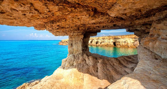 Photo of Sea cave near Cape Greko(Capo Greco) of Ayia Napa and Protaras on Cyprus island, Mediterranean Sea.