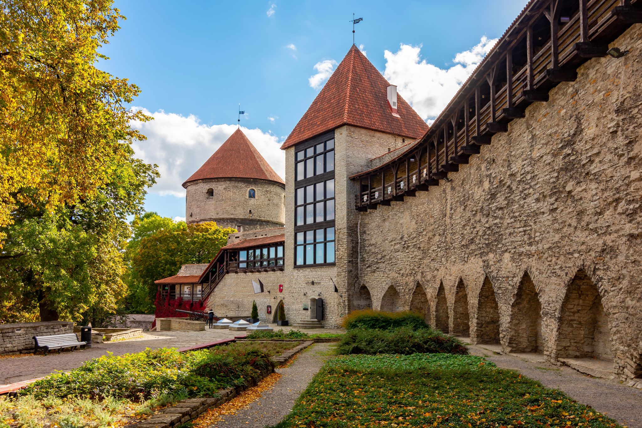 Photo of Walls and towers of old Tallinn around Danish king's garden, Estonia.