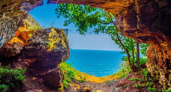 photo of view of View of a cave in Yaylata natural reserve in Bulgaria ,Sveti Nikola Bulgaria. 