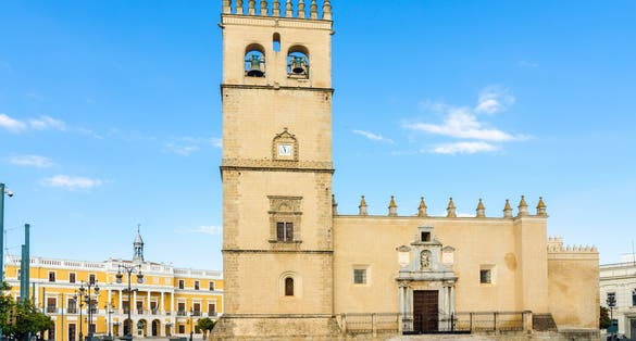 photo of Badajoz Cathedral at morning in Badajoz, Spain.