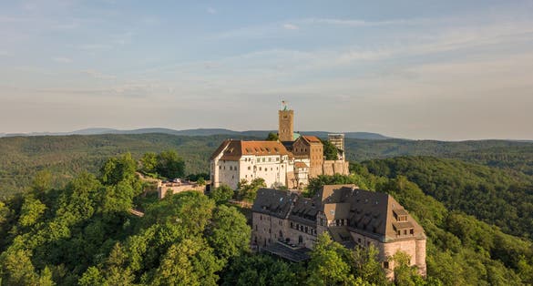 photo of view of  Aerial view of Wartburg Castle. UNESCO world heritage in Thuringia, Germany