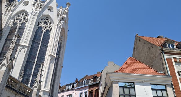 photo of view of French church in the city Roubaix.