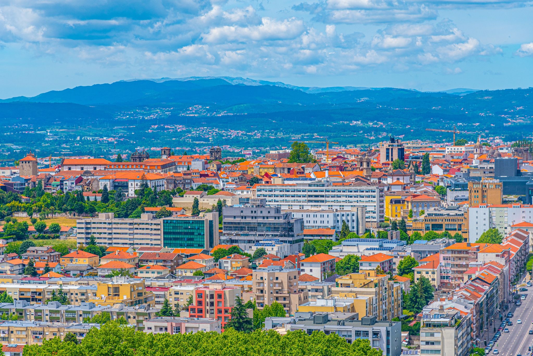 Aerial view of Braga from Monte Picoto, Portugal