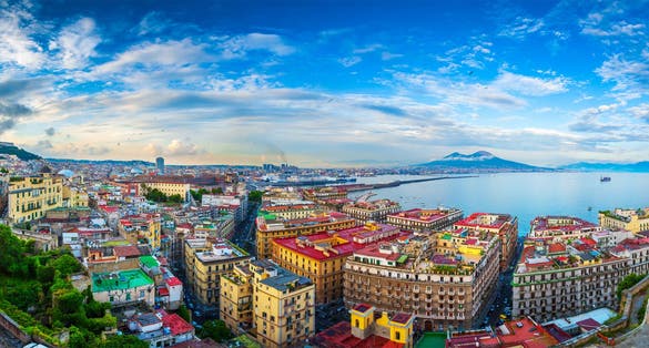 Photo of Panorama of Naples, view of the port in the Gulf of Naples and Mount Vesuvius. The province of Campania. Italy.