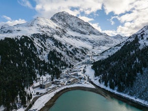 photo of view of Aerial View of the Kühtai Ski Resort in the Austrian Alps in Tyrol, Austria.