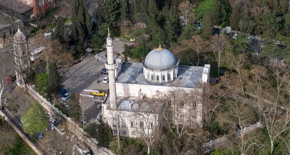 photo of aerial view of Yıldız Hamidiye Mosque in Beşiktaş, Turkey.