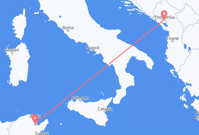 チュニス ポドゴリツァへ