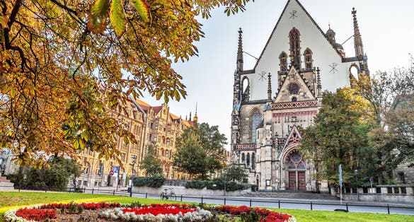 Facade of St. Thomas Church (Thomaskirche) in Leipzig, Germany