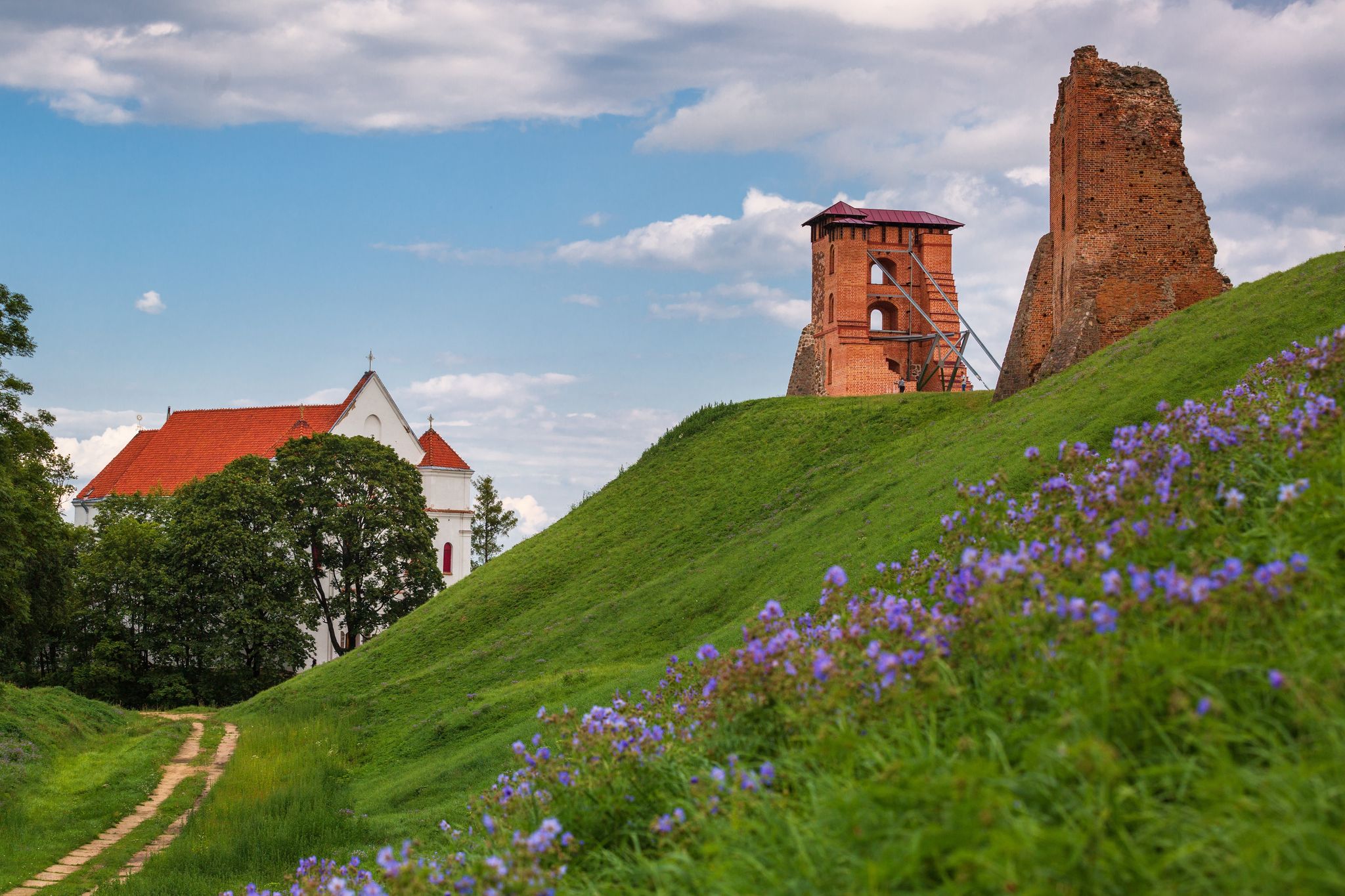 Photo of Ancient church and castle ruins in Navahrudak, Belarus.