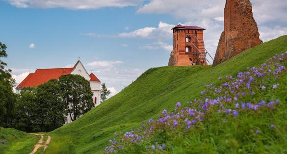 Photo of Ancient church and castle ruins in Navahrudak, Belarus.