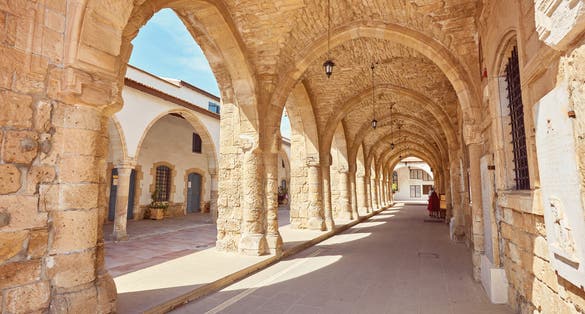 Photo from the front of the Church of Saint Lazarus, a late-9th century church in Larnaca, Cyprus.