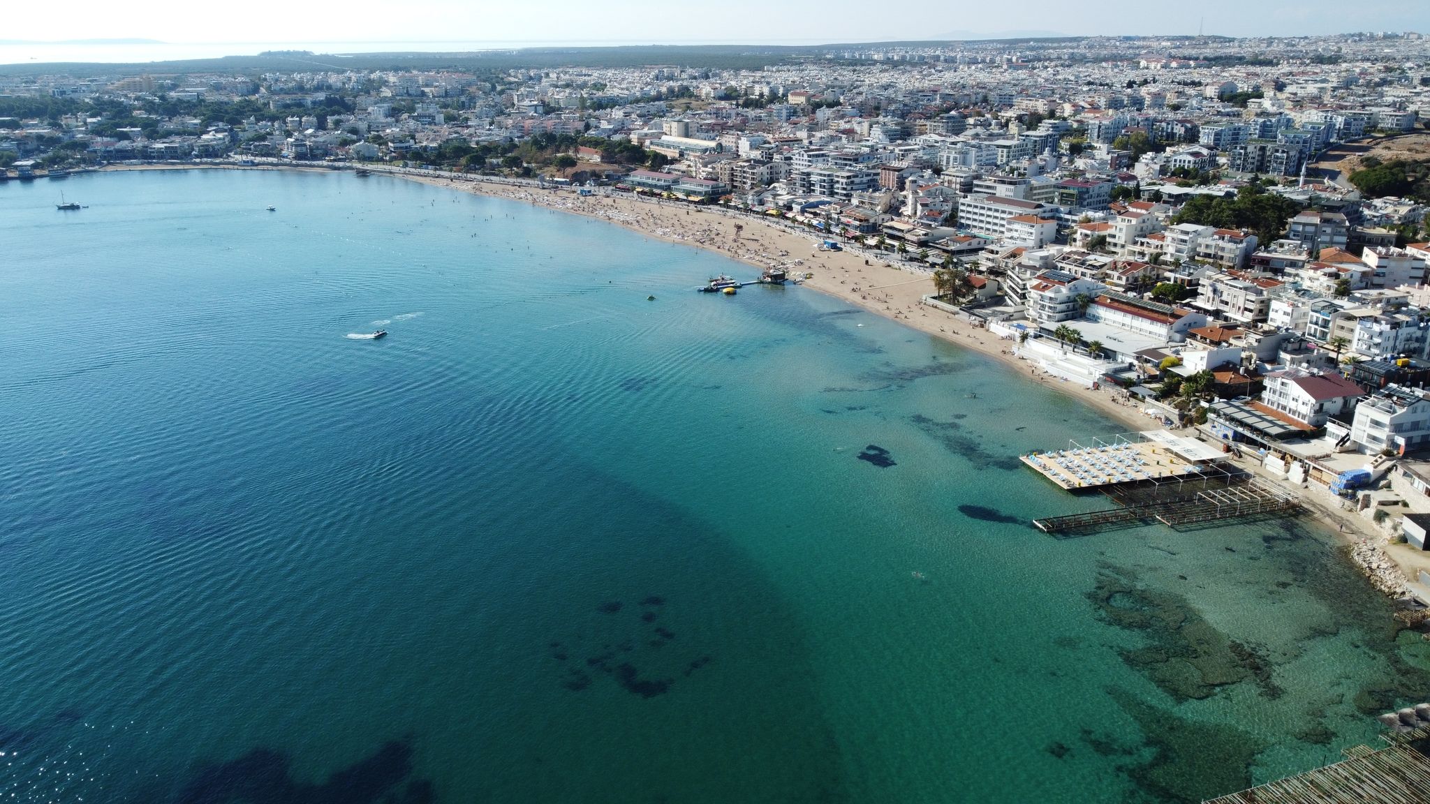 Photo of Aydin Didim Altinkum Beach aerial view. 