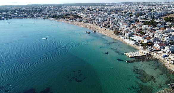 Photo of Aydin Didim Altinkum Beach aerial view. 