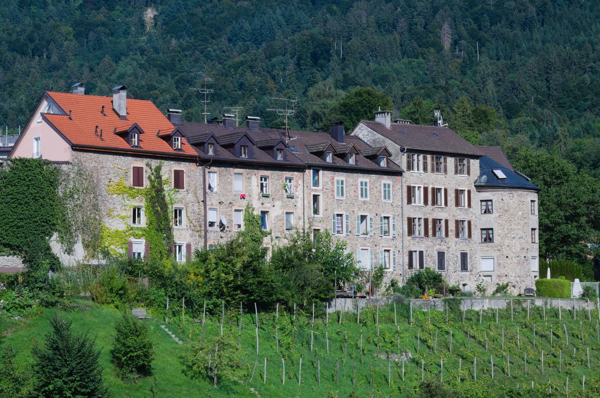View of the Upper Town ( Oberstadt ) in Bregenz, Austria