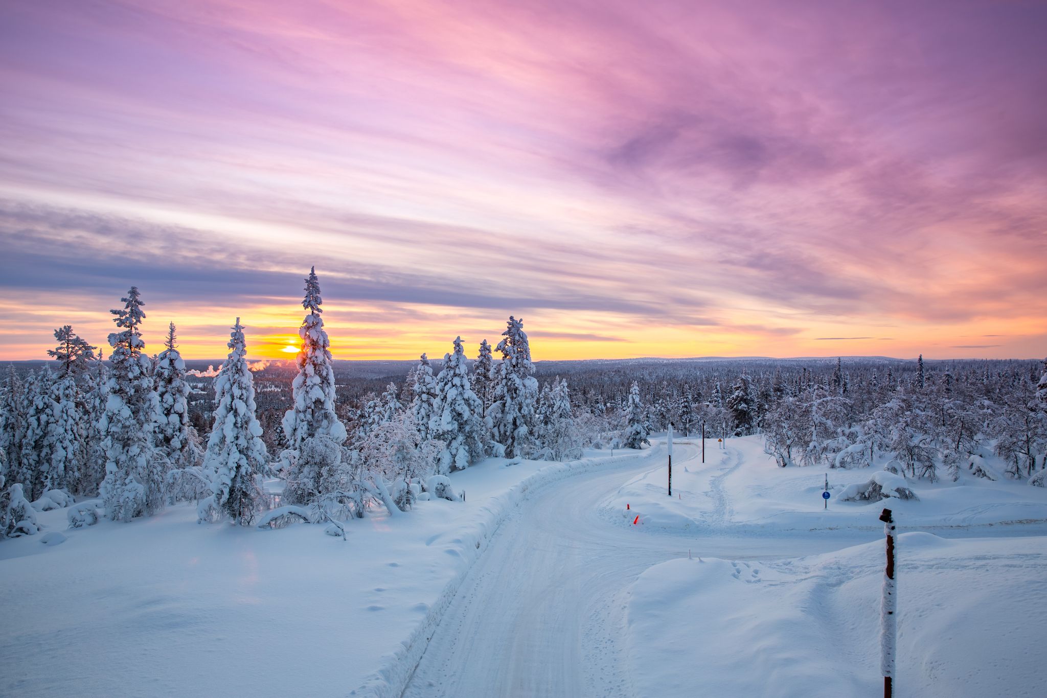 Photo of sunset over Lapland, Ivalo.