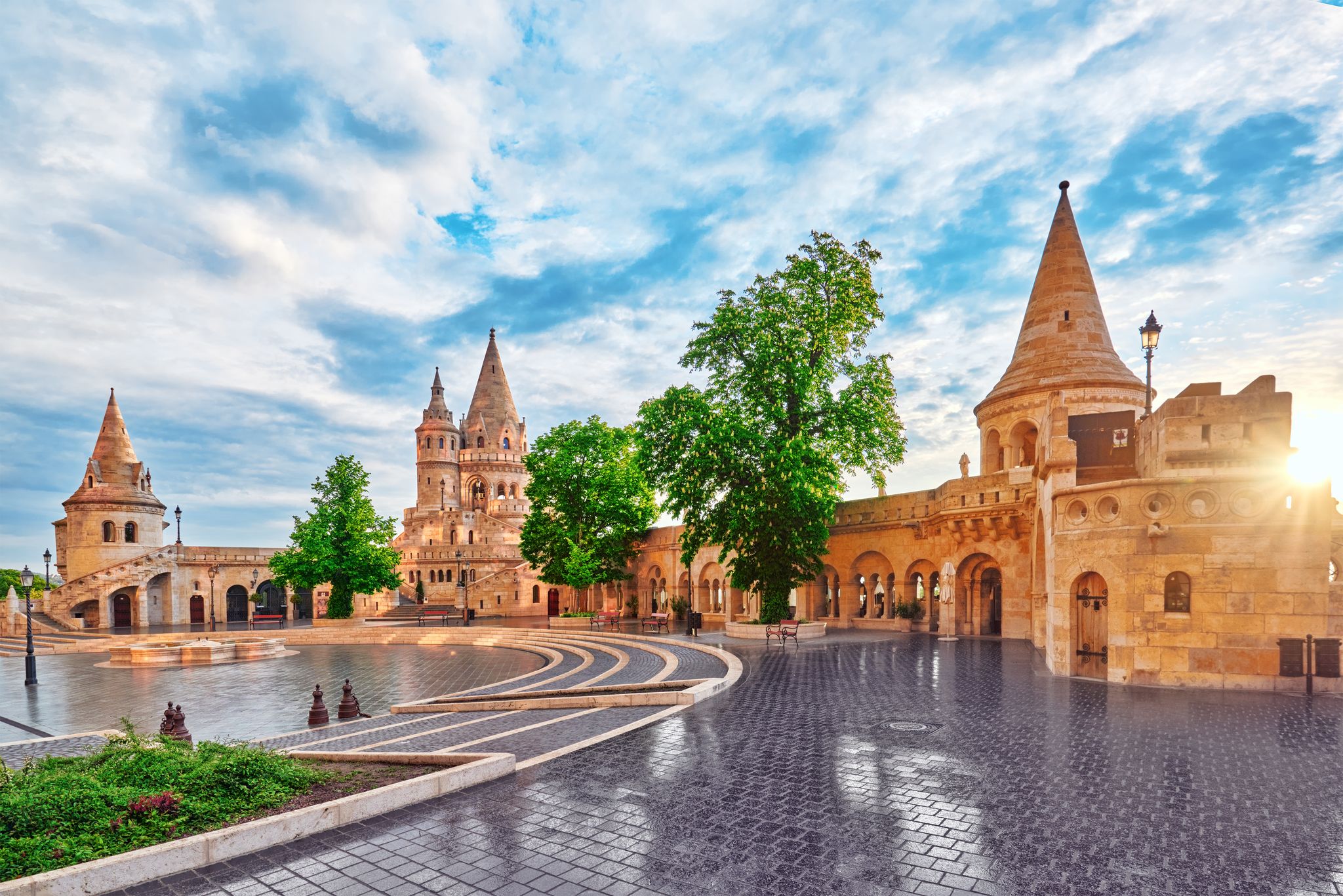 Photo of the Old Fishermen Bastion in Budapest at morning time.
